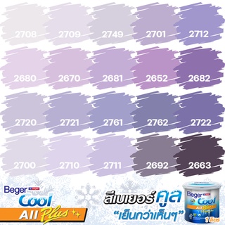 Beger สีม่วงเข้ม คูลออลพลัส กึ่งเงา ขนาด 1L สีทาบ้าน สีบ้านเย็น สีเบเยอร์  เกรด 10ปี เกรด 10 ปี เช็ดล้างทำความสะอาดได้