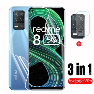 3 In 1 ฟิล์มไฮโดรเจลกันรอยหน้าจอสําหรับ Oppo Realme 8 5G V13 Narzo 30 &amp; เลนส์กล้อง 6.5 ไม่มีกระจก