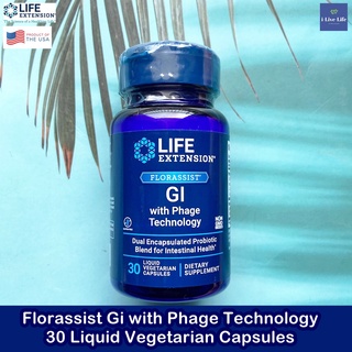 โปรไบโอติก Florassist Gi with Phage Technology 30 Liquid Vegetarian Capsules - Life Extension โพรไบโอติก 15 Billion