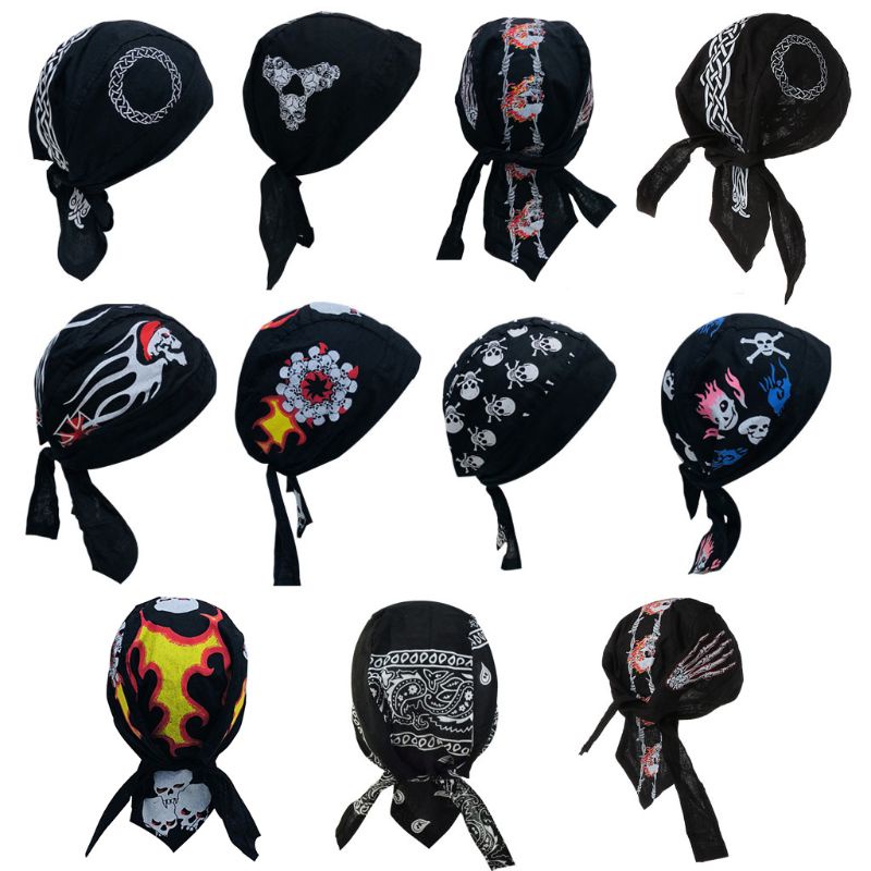 KIN Pirate Hat Head Wrap Cycling Black Skullcap Liners Beanie