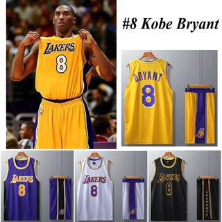 Kobe Bryant # 8 Basketball jersey เสื้อบาสเก็ตบอลแขนกุด + กางเกงขาสั้นเสื้อบาสเก็ตบอล Lakers Basketball Uniform Men Sports Clothing Set