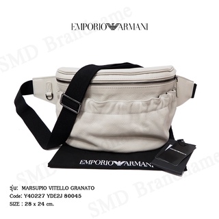 Emporio Armani กระเป๋าคาดอกสีเทา  รุ่น  MARSUPIO VITELLO GRANATO  Code: Y4O227 YDE2J 80045