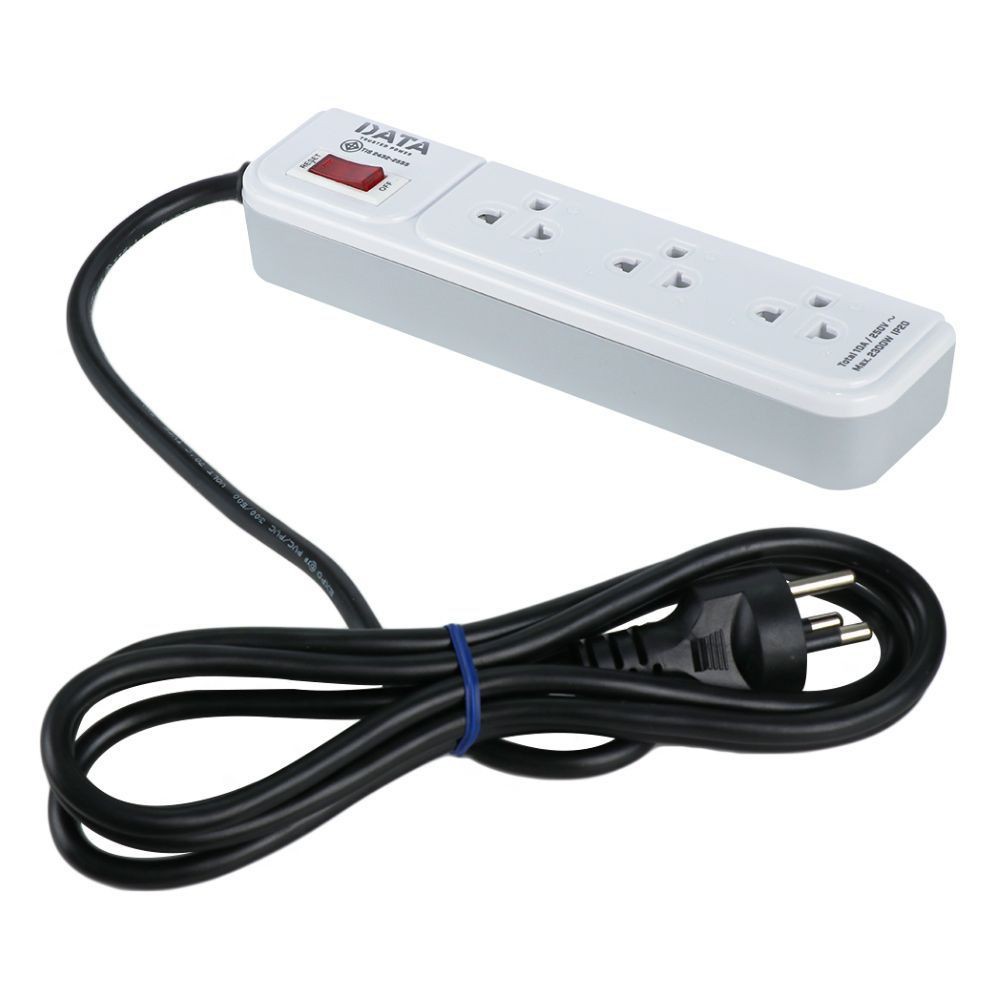 รางปลั๊กไฟ 3 ช่อง 1 สวิตซ์ DATA AP3159 2 ม. สีเทา  POWER STRIP DATA AP3159 3-OUTLET 1-SWITCH 2M GRAY