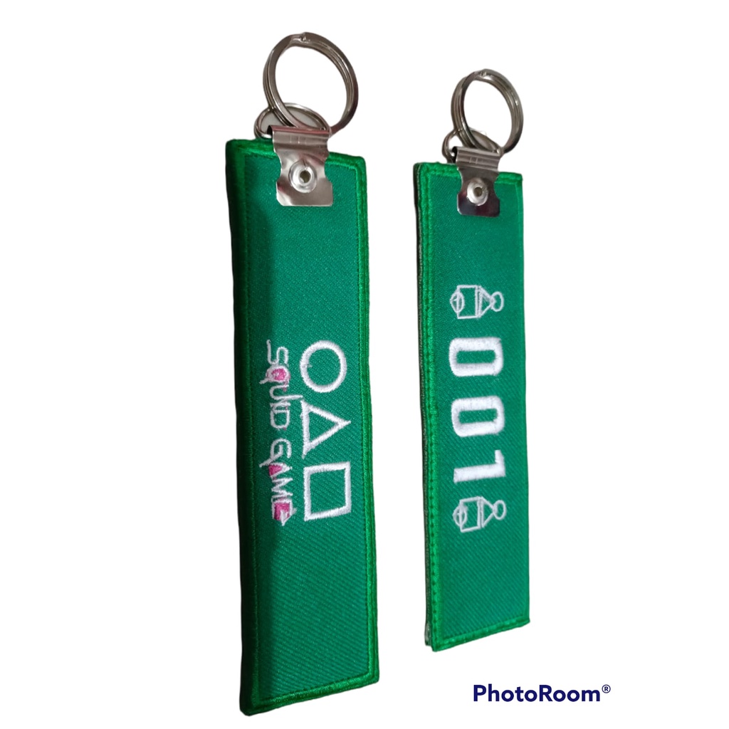 GANTUNGAN SQUID GAME 001 / 456 พวงกุญแจปักแหวนแบนหนา CAN