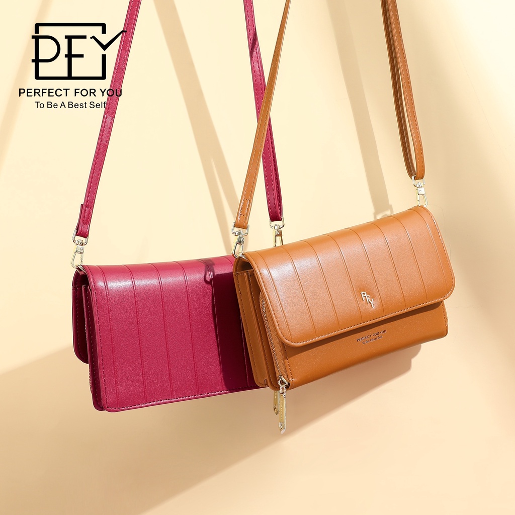 PFY6919-018‼️มาใหม่กระเป๋าสะพายข้างผู้หญิงPerfect For You พร้อมส่งกระเป๋าผู้หญิง กระเป๋าสตางค์ใบยาวส