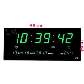 ﻿นาฬิกาดิจิตอล LED DIGITAL CLOCK แขวนผนัง รุ่น 3615 (ตัวเลขสี เขียว)