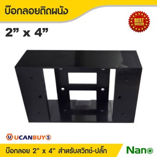 NANO บล๊อกลอยนาโน ขนาด 2"x4" สีดำ พร้อมพุกและน๊อตสำหรับยึดติดผนัง NANO บ๊อกลอย Surface Box Square Edge