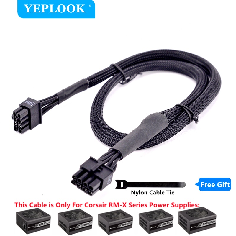 CPU 8Pin ถึง 8Pin 4 + 4Pin Sleeved สายสุทธิสําหรับ Corsair RMx Series Full Modular PSU RM550x RM650x