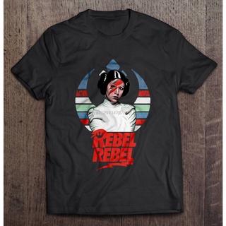 ผ้าฝ้ายแท้ คอลูกเรือเสื้อยืดผู้ชายเสื้อยืดคอกลม Rebel Princess Leia And David BowieS,4XL