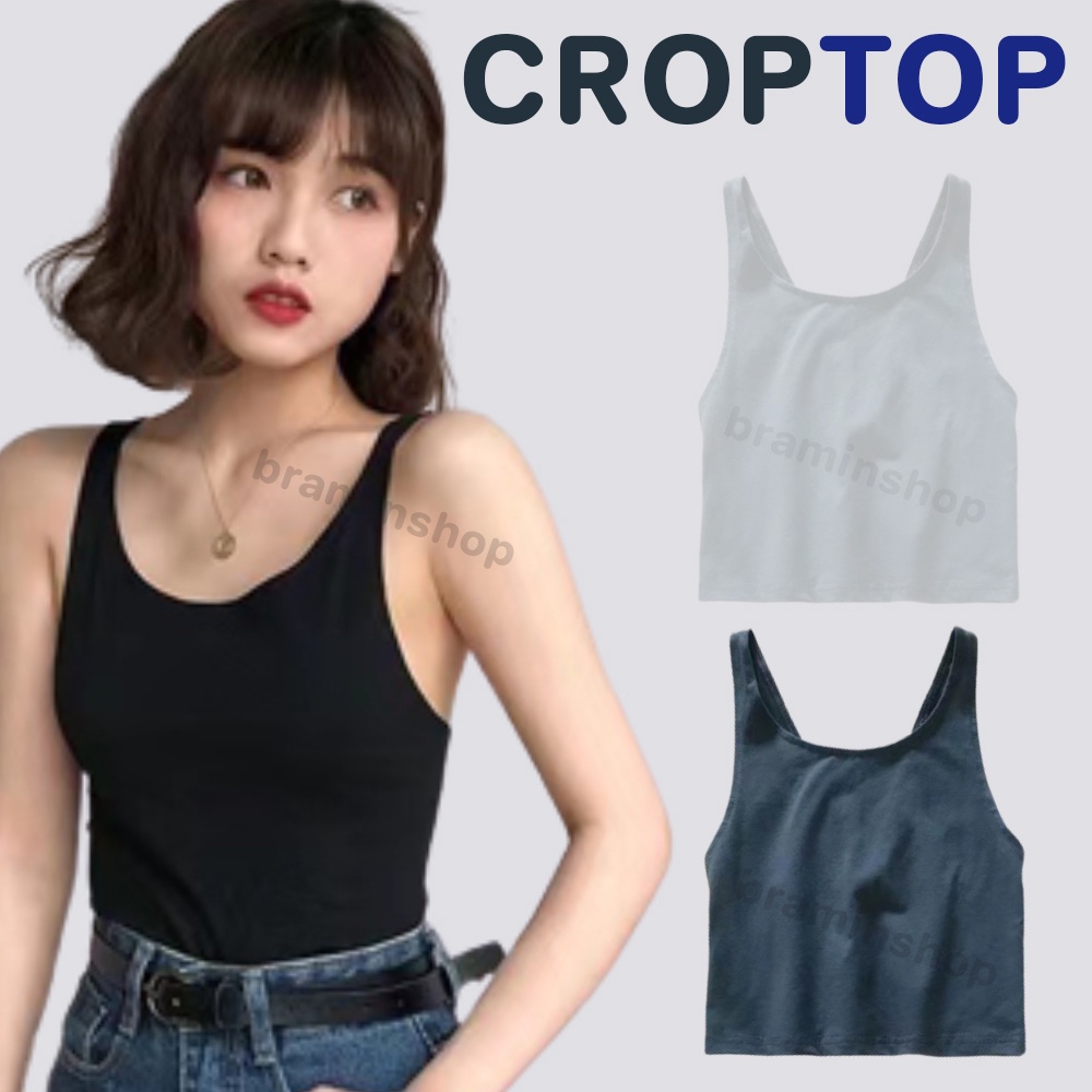 เสื้อครอป เสื้อคล้องคอ เอวลอย ผ้าแฟขั้น เสื้อกล้าม ดีไซน์เก๋ โชว์หลัง น่ารัก ผ้านิ่ม รุ่น E003