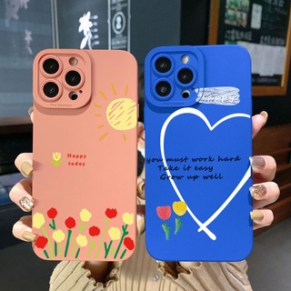 เคสโทรศัพท์มือถือ ขอบสี่เหลี่ยม ป้องกันเต็มเลนส์ ลายดอกไม้ หัวใจ สําหรับ Samsung Galaxy A33 A53 A73 5G A32 A52S A72 A31 A41 A71