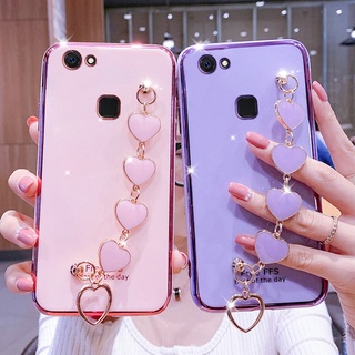 เคส VIVO V7 PLUS V7 เคสโทรศัพท์ ซิลิโคนนิ่ม เคสซิลิโคน พร้อมสร้อยข้อมือความรัก สําหรับเด็กผู้หญิง