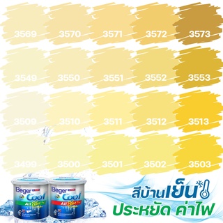 Beger คูลออลพลัส สีเหลืองสด ฟิล์มด้าน ภายนอก+ภายใน ขนาด 3L สีทาบ้าน สีบ้านเย็น เกรด 10 ปี สีบ้านเย็น