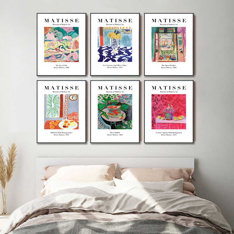 ภาพโปสเตอร์ภาพวาดผ้าใบพิมพ์ลาย Henri Matisse สไตล์วินเทจย้อนยุคสําหรับตกแต่งบ้าน