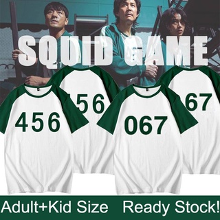 Squid Game เสื้อยืดคอสเพลย์ Li Zhengjae 456 001 067 สไตล์เกาหลี Adult Kids Size