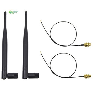 เสาอากาศ 2x6 Dbi 2 . 4 Ghz 5 Ghz Dual Band Wifi Rp - Sma + 2x35 ซม . U.Fl / Ipex