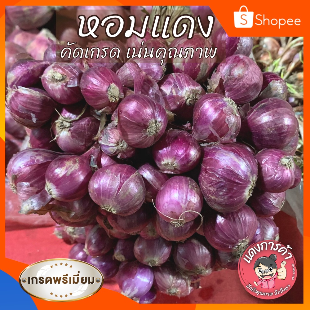 ศรีสะเกษแท้ ตรงปกแน่นอน ครึ่งกิโล หอมแดงไทย มัดจุก คุณภาพดี เนื้อแน่น หัวสวย ตรายายแดง ครึ่งกิโล