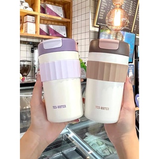 แก้วกาแฟเก็บอุณหภูมิ เก็บความร้อน-เย็น สแตนเลส304 ใส่ชาใส่กาแฟ พกพาง่ายจับถนัดมือ