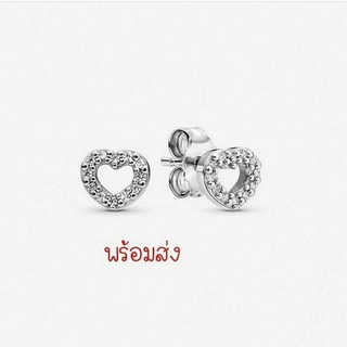 Pandora silver earrings**ต่างหูหัวใจ