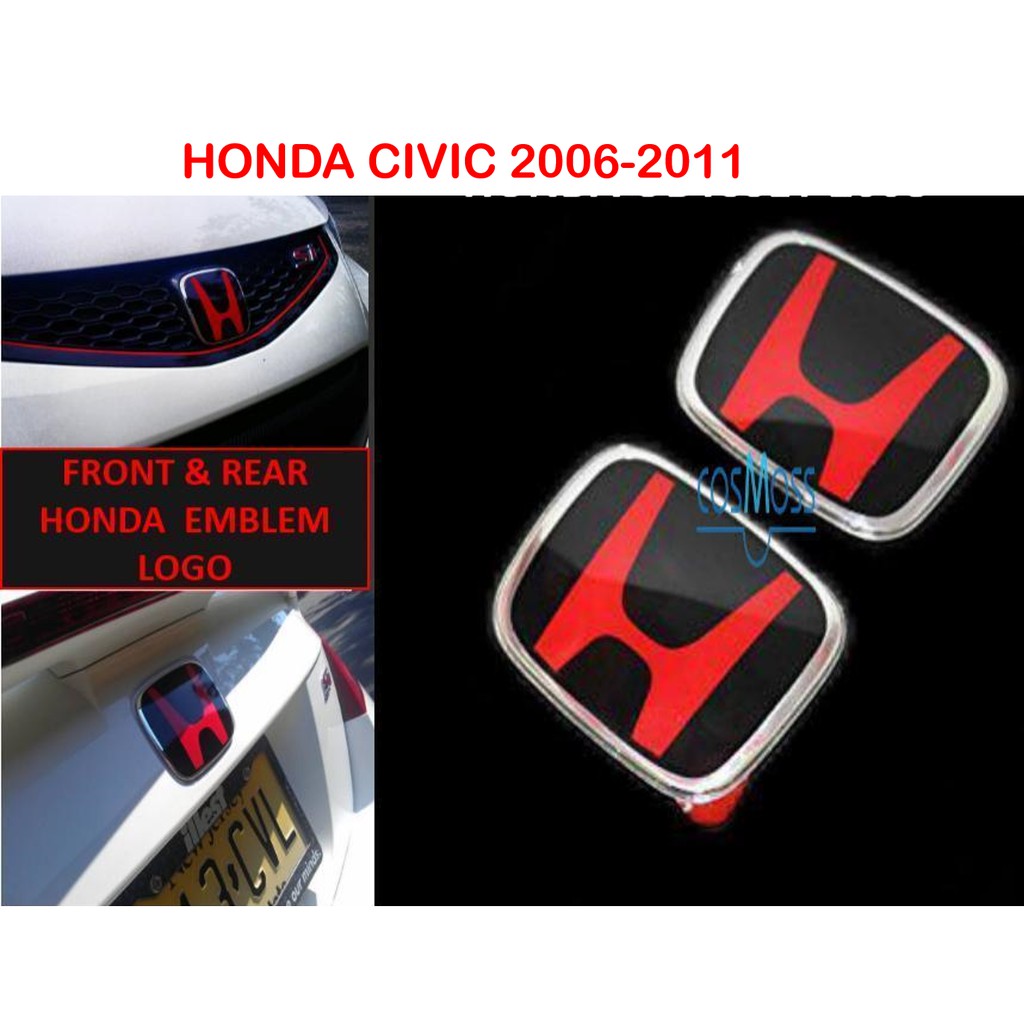 โลโก้ด้านหน้า และด้านหลัง สําหรับ Honda Civic FD 2006-2011 Type-R (ตราสัญลักษณ์) (2 ชิ้น)