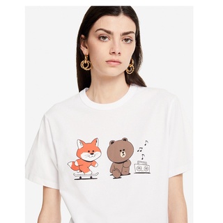 เสื้อยืด พิมพ์ลาย Maison X Line Co-Branded Spring Summer Little Fox &amp; Brown Bear แฟชั่นฤดูใบไม้ผลิ และฤดูร้อน