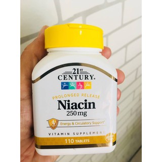 ไนอะซิน Niacin วิตามินบี 3: 250mg  Plus Calcium 125mg 110 เม็ด (21st Century)