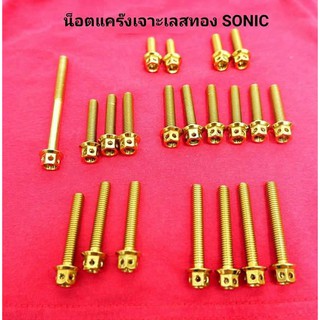 น้อตแคร้งสีทอง สำหรับ Sonic , Wave125เก่า , PCX , Wave110i , cbr150r อะไหล่แต่งรถ อะไหล่มอเตอร์ไซค์ มอเตอร์ไซค์