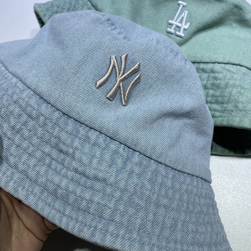 (พร้อมส่ง) มีลายใหม่มาเพิ่ม!! Denim MLB NY LA Bucket หมวกบักเก็ตยีนส์ หมวกยีนส์