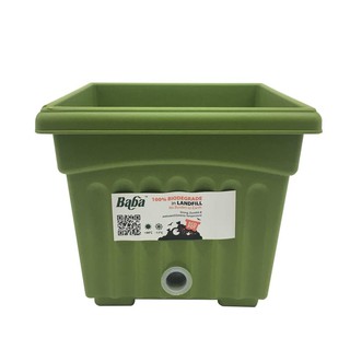 BABA กระถางต้นไม้ พลาสติก BI-SQ-200 สี MATCHA PLANT POT GREEN Polypropylene ขนาด ก20Xย20Xส17 ซม.