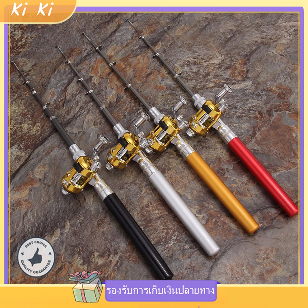 คันเบ็ดปากกา รอกเบส สำหรับงานตกปลาเล็ก Pocket Telescopic Mini Fishing Pole ปากการูปร่างพับคันเบ็ดด้วย Reel Wheel