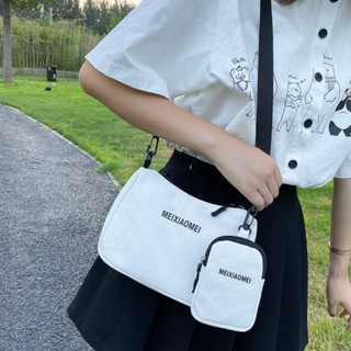 miumiubag(MI1646)-m3กระเป๋าสะพายข้าง ผ้าแคนวาส กระเป๋ามีลูก กระเป๋าเซ็ต