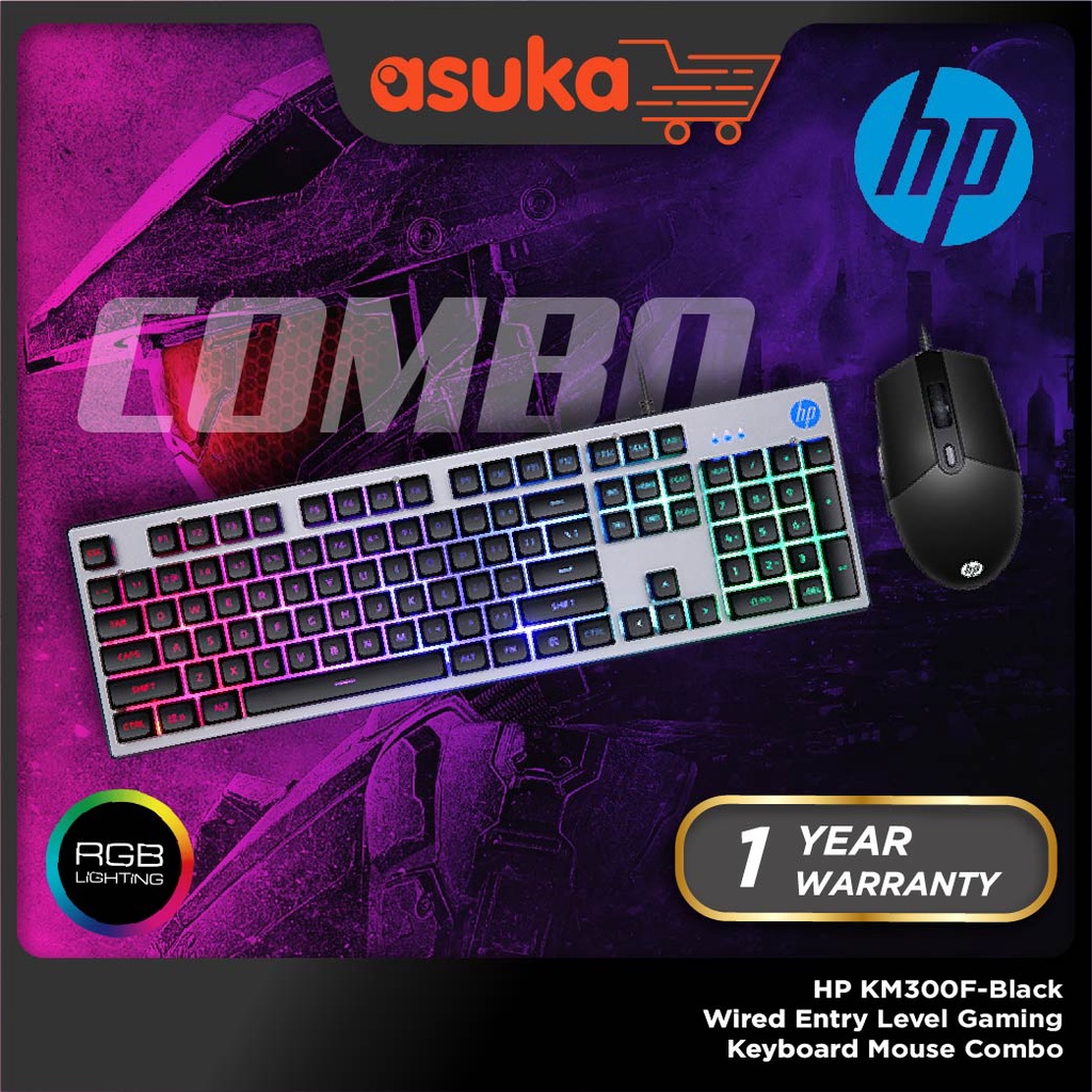 HP KM300F-Black Wired Entry Level Gaming Keyboard Mouse Combo