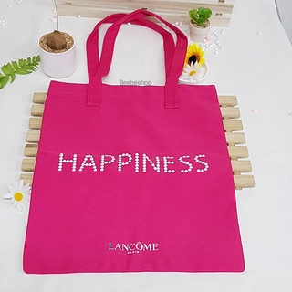 กระเป๋า Lancome paris happiness shoulder bag ใบใหญ่สีสีชมพูเข้ม