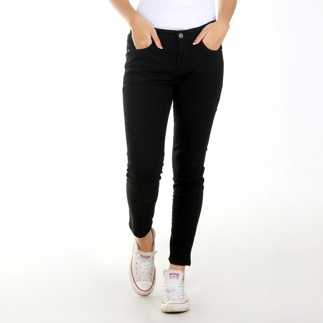 Hitam KATUN Women 's Long "Jiwon กางเกงยางเอวยืดผ ้ าฝ ้ ายสีดํา 02238-32227