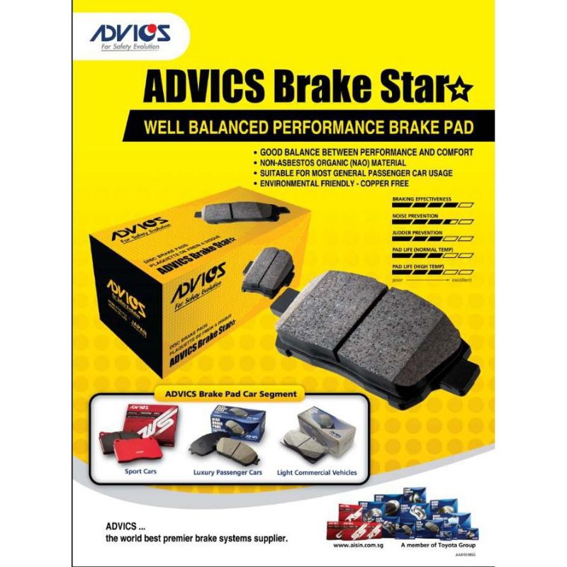 Advics Aisin Brake Star Disc Brake Pad Front G1N021TE สําหรับ Perodua Myvi 1.0 1.3 2005-2010