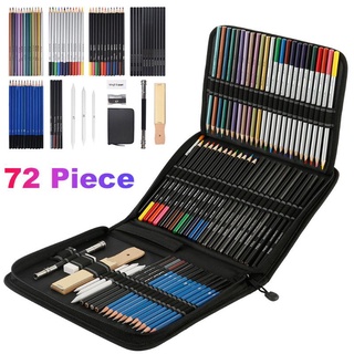 ใหม่# 72 PCS/Set Sketch Painting Set Oily Color Lead Water-soluble Colored Pencils Art Brush