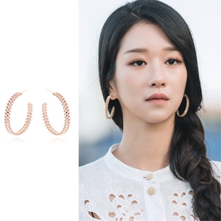 XIJING3.TH Korea woman retro c-shape High-end French Earrings dangle ear stud hoop jewelry