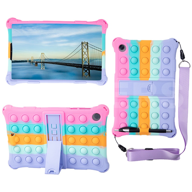 เคสซิลิโคน แบบป๊อปอิท สําหรับ Lenovo Tab K10 TB-X6C6F TB-X6C6X TB-X6C6NBF 10.3" เคสแท็บเล็ต PC กันกระแทก พร้อมขาตั้ง