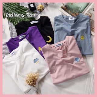 🔥พร้อมส่ง🔥  Richness 👕 เสื้อยืด ลายปัก Day &amp; Night สวมใส่สบาย