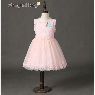 💗หวานๆ💗เดรสเด็กใส่ออกงานลูกไม้ ชุดกระโปรงเด็กหญิงสีชมพูลูกไม้