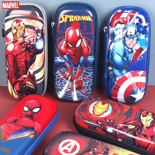 Disney กระเป๋าดินสอ กล่องดินสอ ลายการ์ตูน กัปตันอเมริกา Spider-Man ความจุขนาดใหญ่