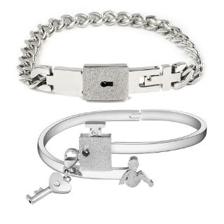 xj xhis hers love heart key lock ชุดเครื่องประดับสร้อยข้อมือกําไลข้อมือสําหรับคู่รัก