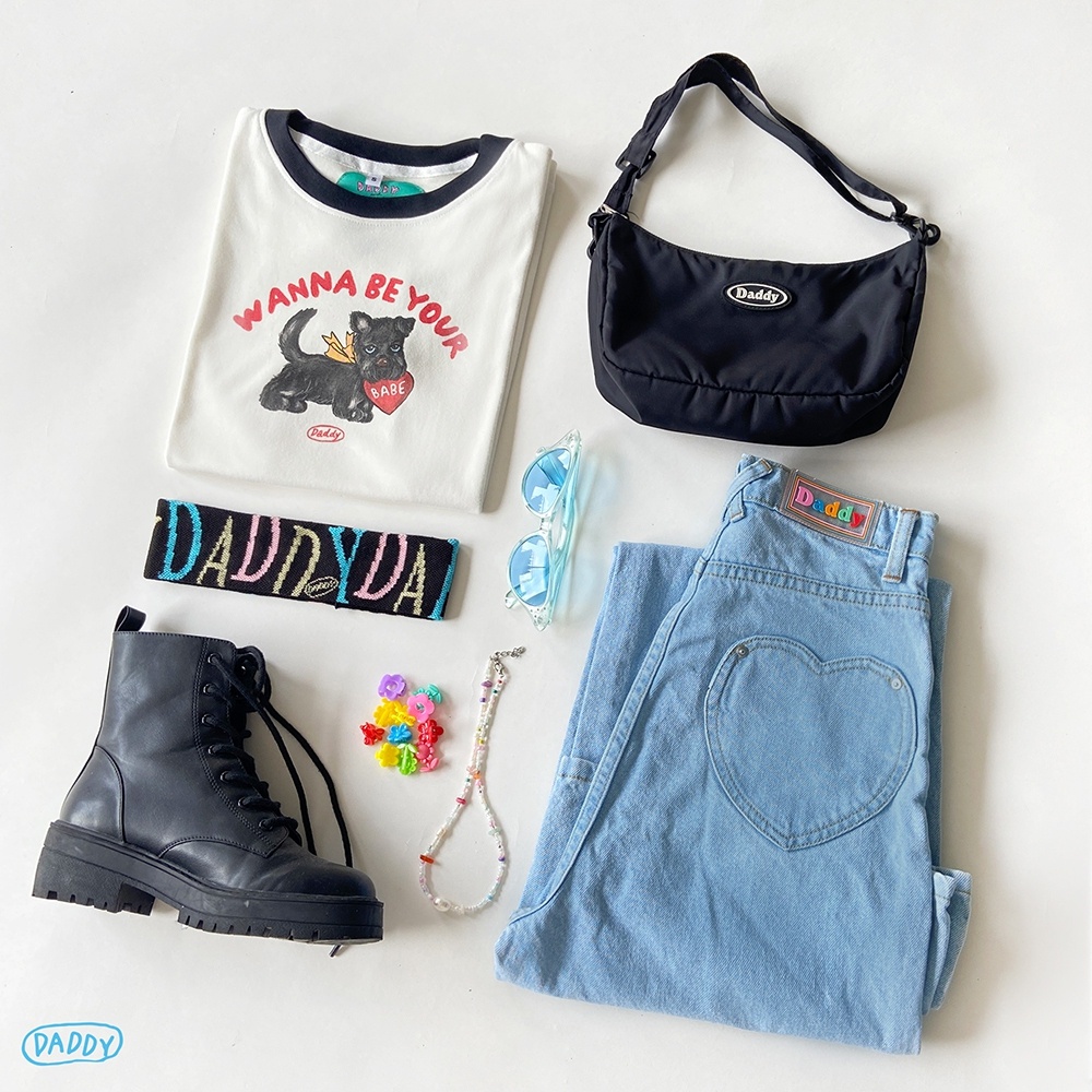 DADDY | Wanna Be T-Shirt เสื้อยืดแขนสั้น ลายน้องหมากับหัวใจสุดน่ารัก สีขาว ราคา ถูกที่สุด ดีลบีเคเค แกลเลอรีภาพที่ 2