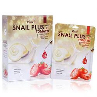 Moods มูดส์ มาส์ค หอยทาก+มะเขือเทศ Snail Plus TOMATO PINKISH BRIGHT  (10 ชิ้น/กล่อง) (8859128304352)