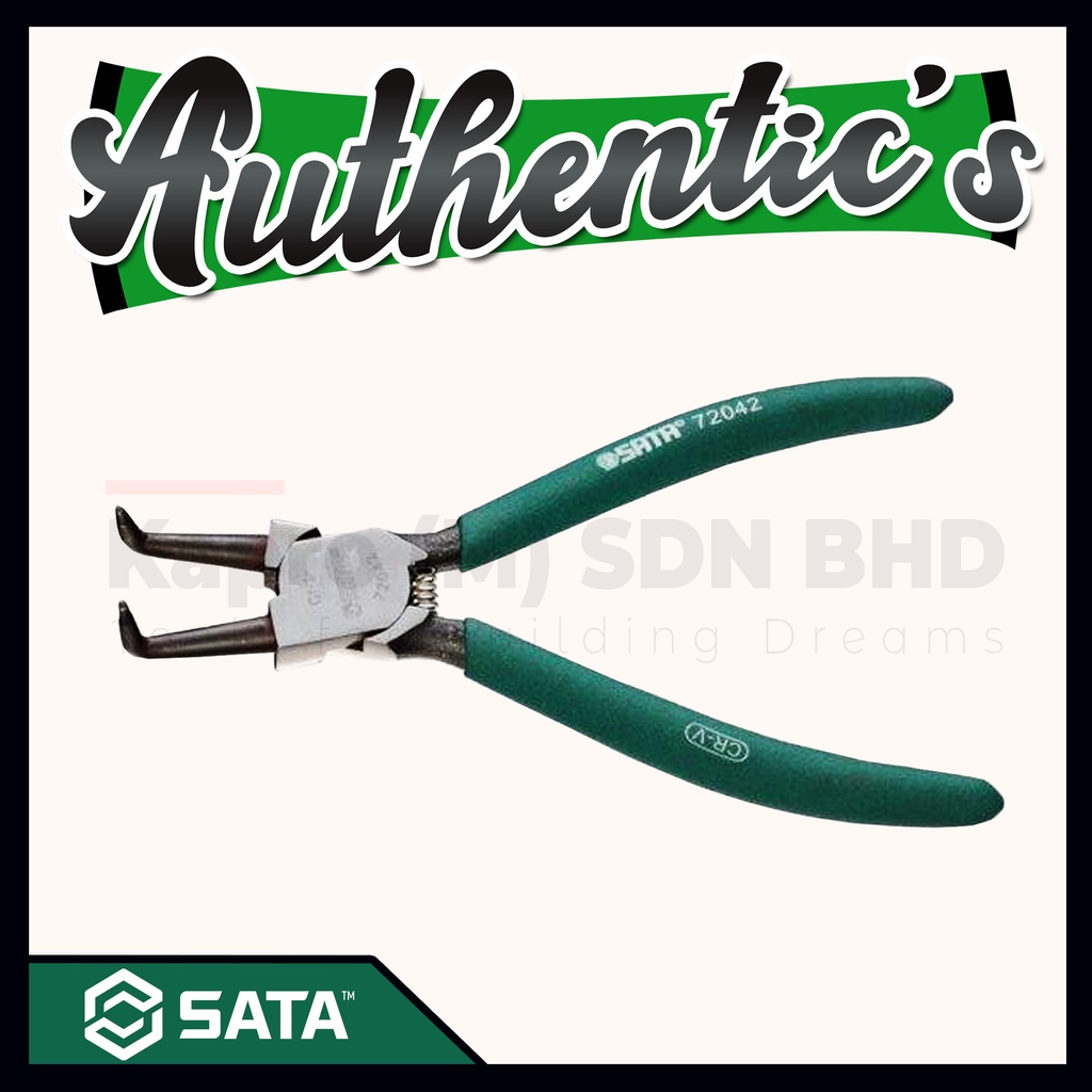 SATA 72042 คีมวงแหวนสแน็ปภายในสไตล์เยอรมัน เคล็ดลับโค้ง 7 INCH