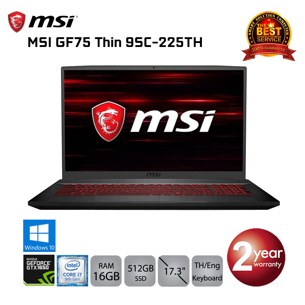 MSI GF75 Thin 9SC-225TH i7-9750H/16GB/512GB SSD/GTX1650 4GB/17.3/Win10 (Black)
