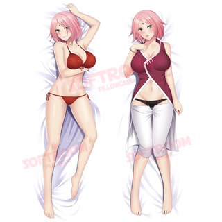 ปลอกหมอนอิง แบบนิ่ม ลายอนิเมะ Sakura Haruno Naruto Dakimakura ขนาด 50x150 ซม. สไตล์ญี่ปุ่น สําหรับโซฟา เตียง DK2508