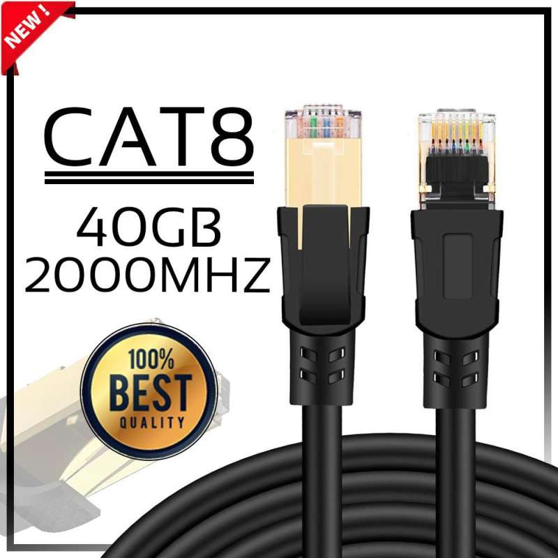 สายแลน Lan CAT 8 ( เลือก )  2เมตร 5เมตร 10เมตร 15เมตร 20เมตร 30เมตร 40Gbps สีดำ แรงที่สุด เร็วที่สุด