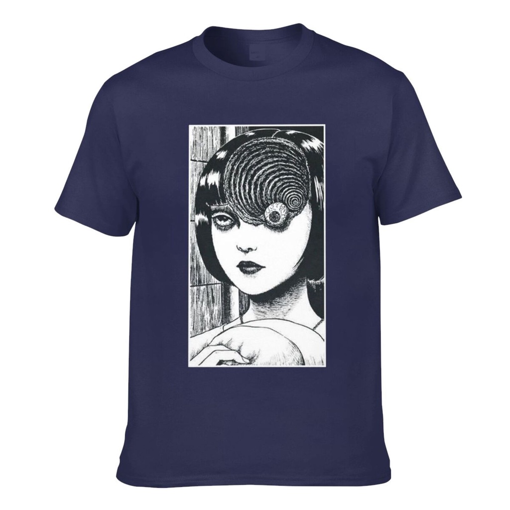 Uzumaki Junji Ito Horror Manga เสื้อยืดผ้าฝ้ายผู้ชาย