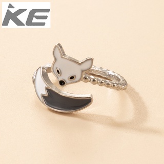 Exaggerated Punk Hip Hop Ring Cartoon Snake Fox Animal Moon Single Ring for girls for women lo